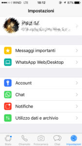 Whatsapp mobile - impostazioni